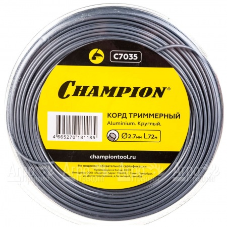 Корд триммерный Champion Aluminium 2.7мм, 72м (круглый)+нож  в Перми