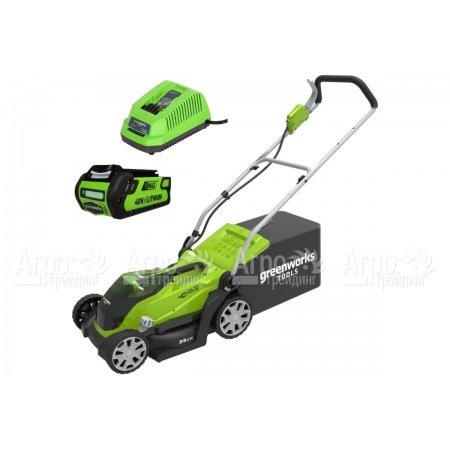 Газонокосилка аккумуляторная GreenWorks G-Max G40LM35K2 40V 35 см в Перми