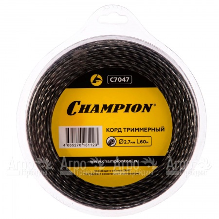 Корд триммерный Champion Tri-twist 2.7мм, 60м (витой треугольник)+нож  в Перми