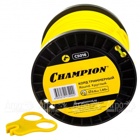 Корд триммерный Champion Round 3.0мм, 60м (круглый)+нож  в Перми