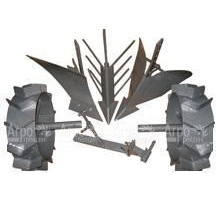 Комплект навесного оборудования Max: окучник с металлическими колесами, сцепка, плуг и картофелекопатель для Pubert/Caiman серий Elite, Eco, Promo, Primo, Compact, Husqvarna T50RS, T560RS  в Перми